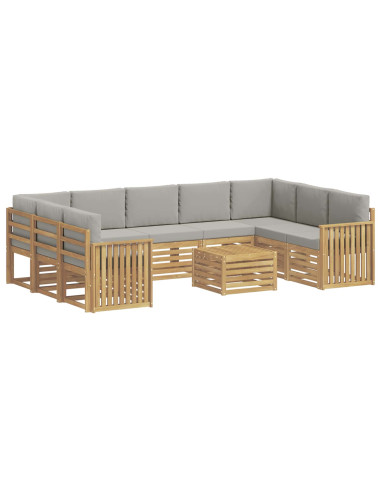 Set di divani da esterno 10 pcs Bianco e Grigio Chiaro