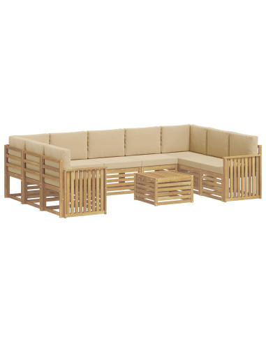 Set di divani da esterno 10 pcs Bianco e Beige 59 x 59 x 37 cm