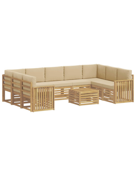 Set di divani da esterno 10 pcs Bianco e Beige 59 x 59 x 37 cm