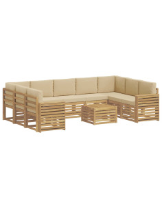 Set di divani da esterno 10 pcs Bianco e Beige 59 x 59 x 37 cm 2