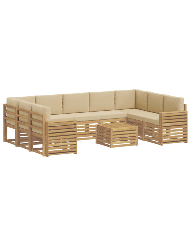 Set di divani da esterno 10 pcs Bianco e Beige 59 x 59 x 37 cm