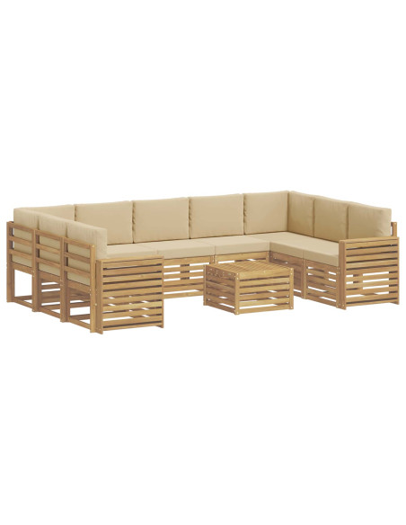 Set di divani da esterno 10 pcs Bianco e Beige 59 x 59 x 37 cm