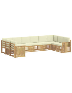 Set di divani da esterno 10 pcs Bianco e Crema 2