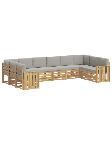 Set di divani da esterno 10 pcs Bianco e Grigio Chiaro