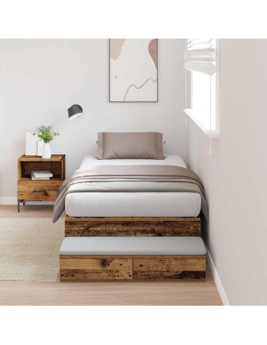 Struttura letto con contenitore Legno vecchio 90 cm
