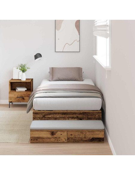 Struttura letto con contenitore Legno vecchio 90 cm