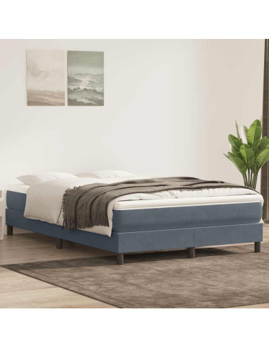 Giroletto a Molle con Materasso Grigio Scuro 160x210 cm Velluto