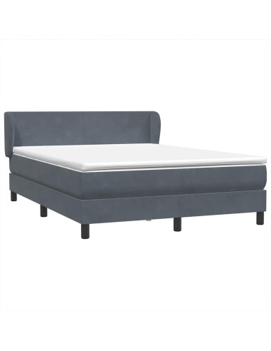Giroletto a Molle con Materasso Grigio Scuro 160x210 cm Velluto