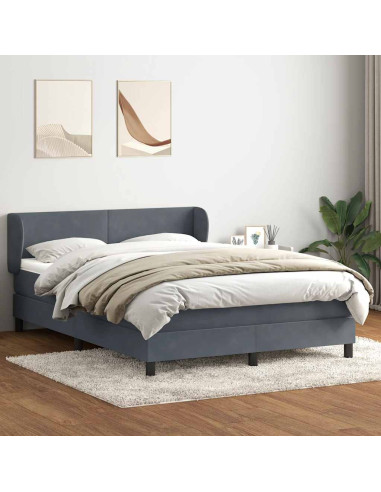 Giroletto a Molle con Materasso Grigio Scuro 160x210 cm Velluto