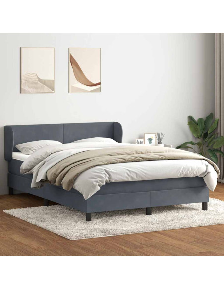 Giroletto a Molle con Materasso Grigio Scuro 160x210 cm Velluto