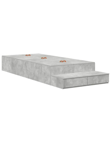 Struttura letto con contenitore Grigio cemento 90 cm