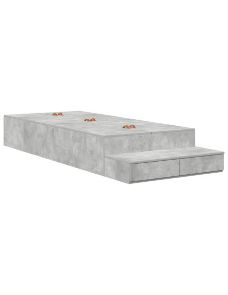 Struttura letto con contenitore Grigio cemento 90 cm