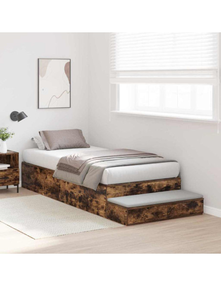 Struttura letto con contenitore con cassetto Rovere fumé 90 cm