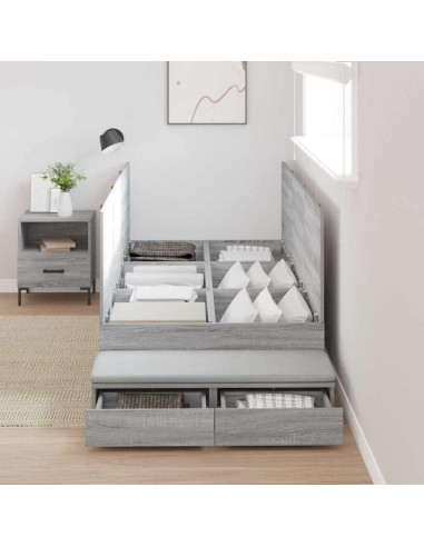 Struttura letto con contenitore Grigio Sonoma 90 cm