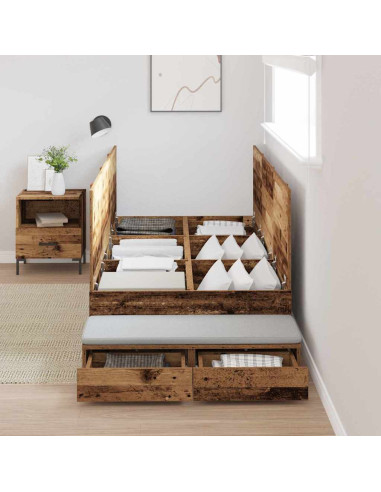 Struttura letto con contenitore Legno vecchio 90 cm