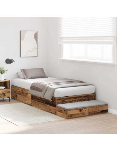 Struttura letto con contenitore Legno vecchio 90 cm