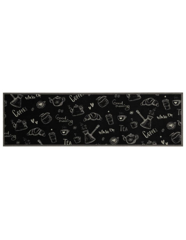 Tappeto da Cucina Lavabile Nero Mattutino 45x150 cm in Velluto