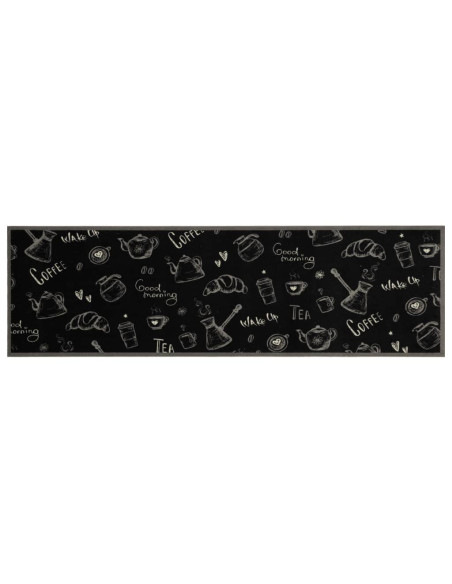 Tappeto da Cucina Lavabile Nero Mattutino 45x150 cm in Velluto