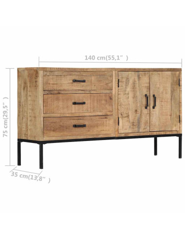 Credenza 140x35x75 cm in Legno Massello di Mango