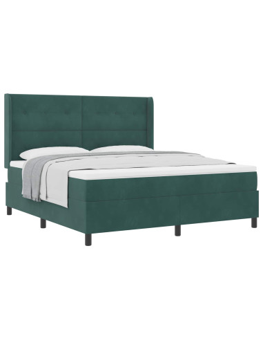 Letto a molle con materasso Verde Scuro 180 x 200 cm Velluto