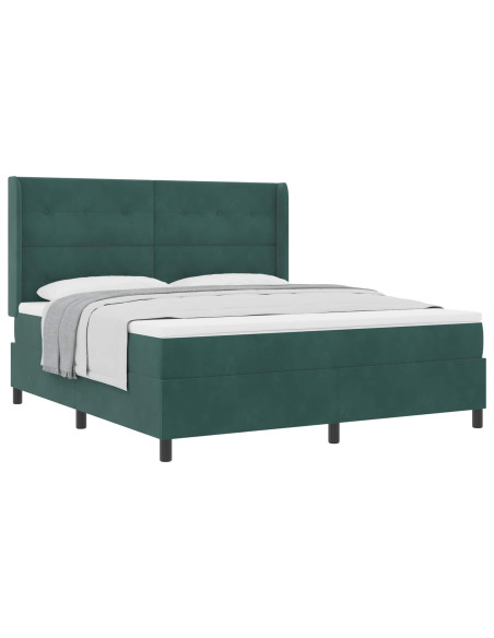 Letto a molle con materasso Verde Scuro 180 x 200 cm Velluto