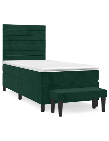 Giroletto a Molle con Materasso Verde Scuro 90x200 cm Velluto