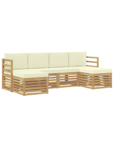 Set di divani da esterno 6 pcs Bianco e Crema 2