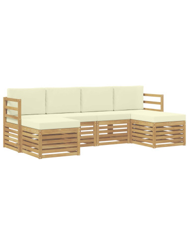 Set di divani da esterno 6 pcs Bianco e Crema