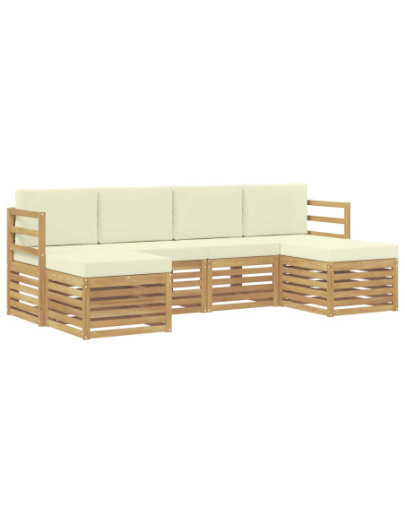 Set di divani da esterno 6 pcs Bianco e Crema