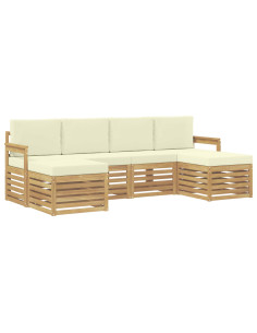 Set di divani da esterno 6 pcs Bianco e Crema 2
