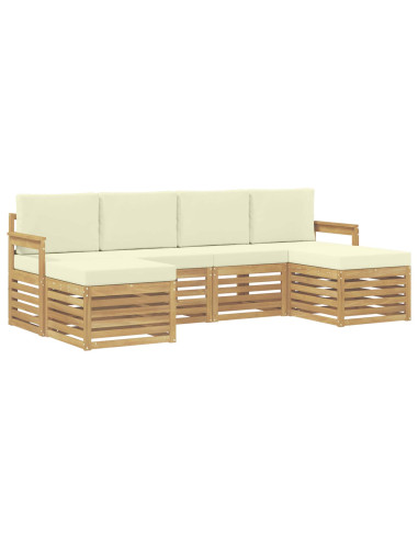 Set di divani da esterno 6 pcs Bianco e Crema