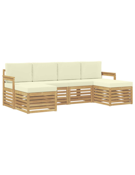Set di divani da esterno 6 pcs Bianco e Crema