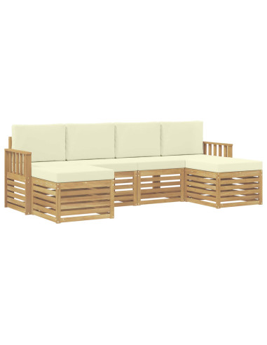 Set di divani da esterno 6 pcs Bianco e Crema