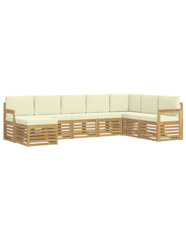 Set di divani da esterno 8 pcs Bianco e Crema