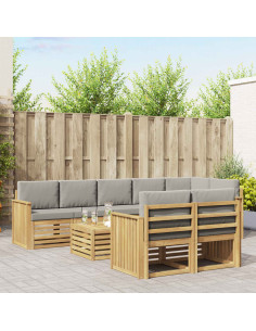 Set di divani da esterno 9 pcs Bianco e Grigio Chiaro