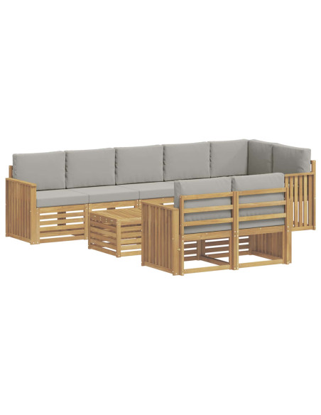 Set di divani da esterno 9 pcs Bianco e Grigio Chiaro