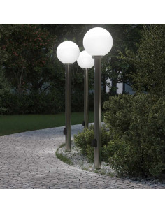 Lampioni a dissuasore con sensore e presa 3 pz 120 cm Acciaio Inox IP44