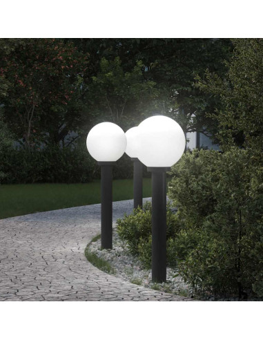 Lampioni a palo 3 pz 80 cm Nero IP44