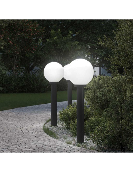 Lampioni a palo 3 pz 80 cm Nero IP44