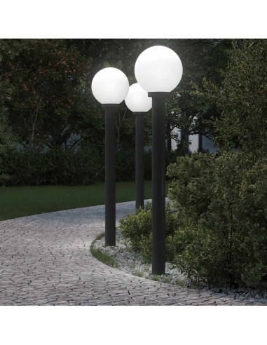 Lampioni a palo 3 pz 120 cm Nero IP44