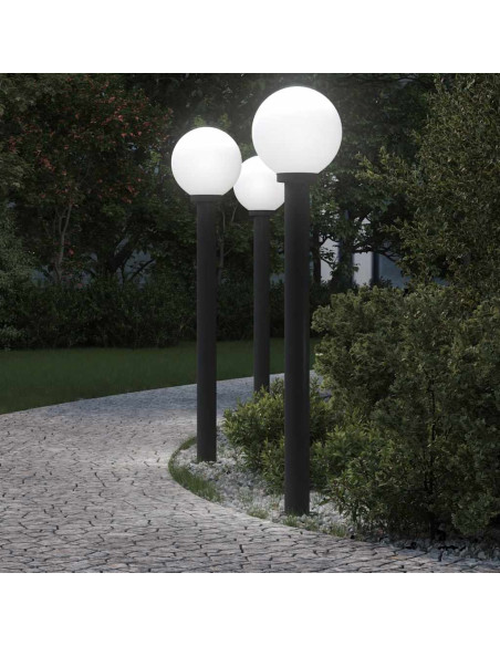 Lampioni a palo 3 pz 120 cm Nero IP44