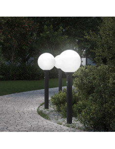 Lampioni a paletto con sensore 3 pz 80 cm neri IP44