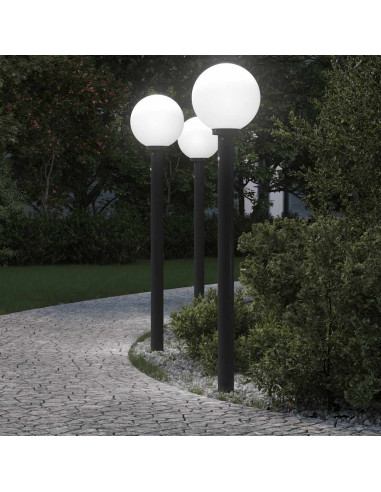 Lampioni a paletto con sensore 3 pz 120 cm neri IP44