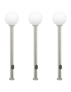 Lampioni a dissuasore con sensore e presa 3 pz 120 cm Acciaio Inox IP44 2