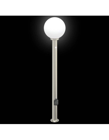 Lampioni a dissuasore con sensore e presa 3 pz 120 cm Acciaio Inox IP44