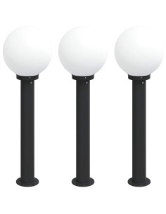 Lampioni a palo 3 pz 80 cm Nero IP44 2