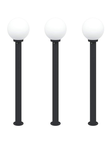 Lampioni a palo 3 pz 120 cm Nero IP44