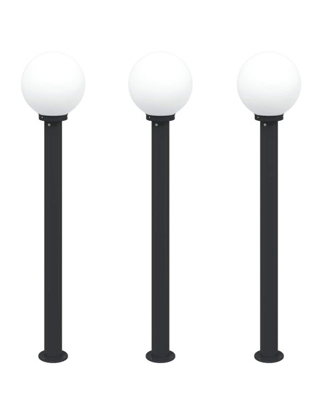 Lampioni a palo 3 pz 120 cm Nero IP44