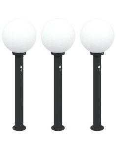 Lampioni a paletto con sensore 3 pz 80 cm neri IP44 2