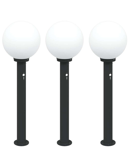 Lampioni a paletto con sensore 3 pz 80 cm neri IP44
